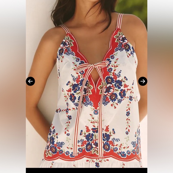 Anthropologie Celandine Plunge-neck Drop-waist Cotton midi Dress, Large NWT - Picture 3 of 7